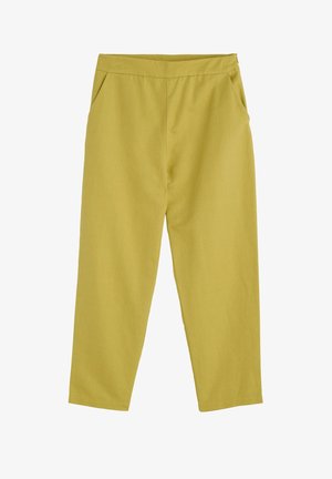 Licht olijfgroene broek met een relaxte pasvorm, voorzien van twee zijzakken, een soepele textuur en een recht ontwerp.