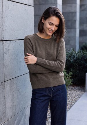 Cecil, PULLOVER MIT RUNDHALS UND STRUKTURMIX - Pullover - mushroom taupe melange