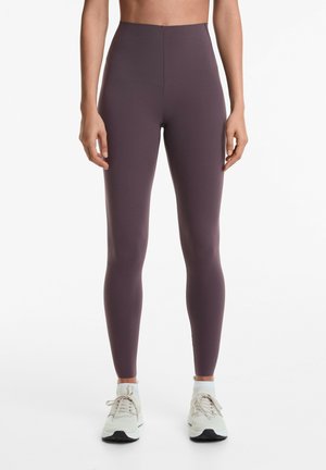 OYSHO COMPRESSIVE CORE CONTROL ANKLE-LENGTH - Pajkice - mottled dark purple