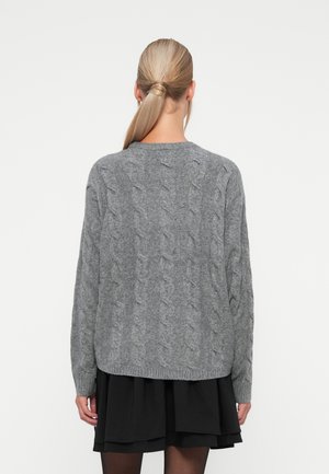 ONLJEANETT LIFE CABLE O NECK - Strikkegenser - medium grey melange
