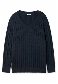 Sheego Stickad tröja - dark blue