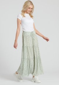 South Beach FLORAL SKIRT - Maxirok - sage