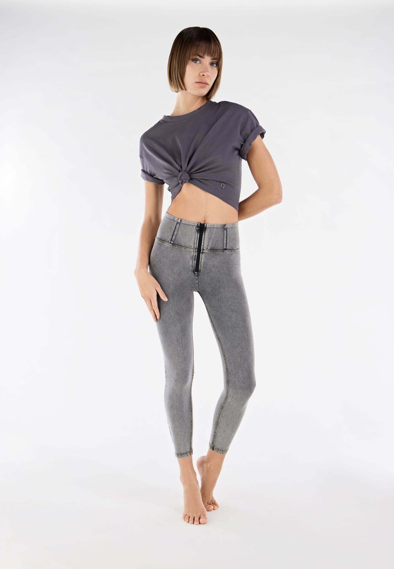 Freddy WR UP VITA ALTA - Pantaloni - gray jeans yellow seams