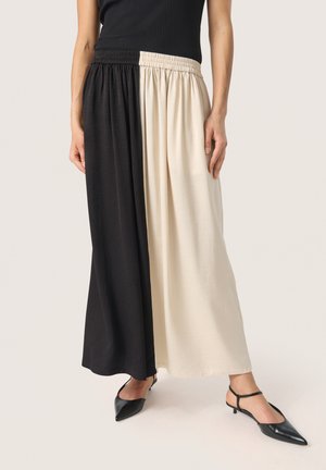 SLCEVINA - Maxi skirt - black  white blocking