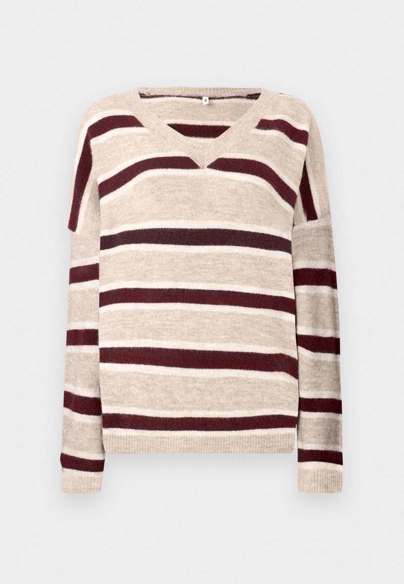 ONLY ONLTALIO LONG V NECK Strickpullover humus/whitecap/gray