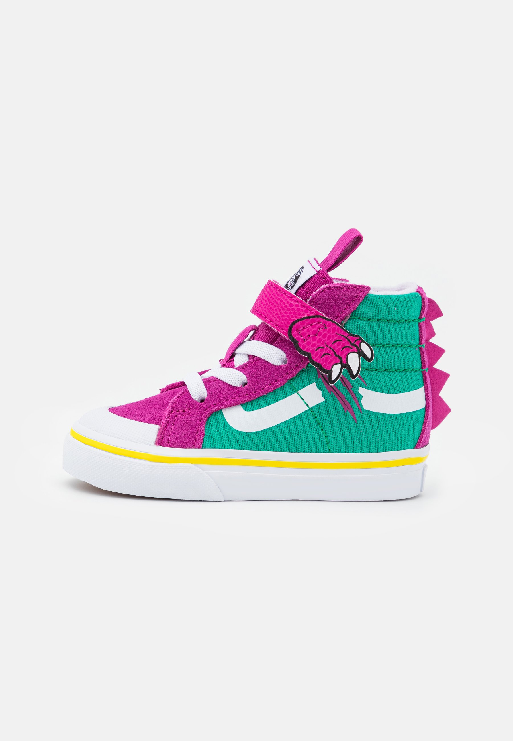 blue and red high top vans