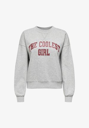 Hall hallipusaga dressipluus, millel on paksus, bordoopunases kirjas "THE COOLEST GIRL". Soonilised varrukaotsad ja alläär, mugav lõige ümara kaelusega.