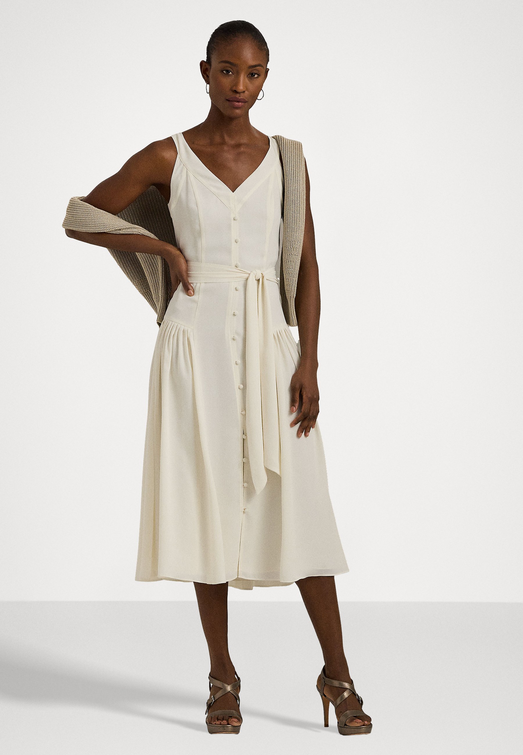 Lauren Ralph Lauren BELTED GEORGETTE SLEEVELESS DRESS - Day dress