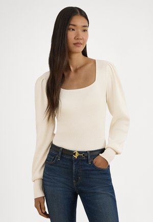 RIB KNIT PUFF SLEEVE SWEATER - Pulover - mascarpone cream