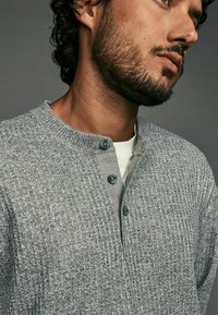 Next TEXTURED LONG SLEEVE GRANDAD - Neule - grey waffle
