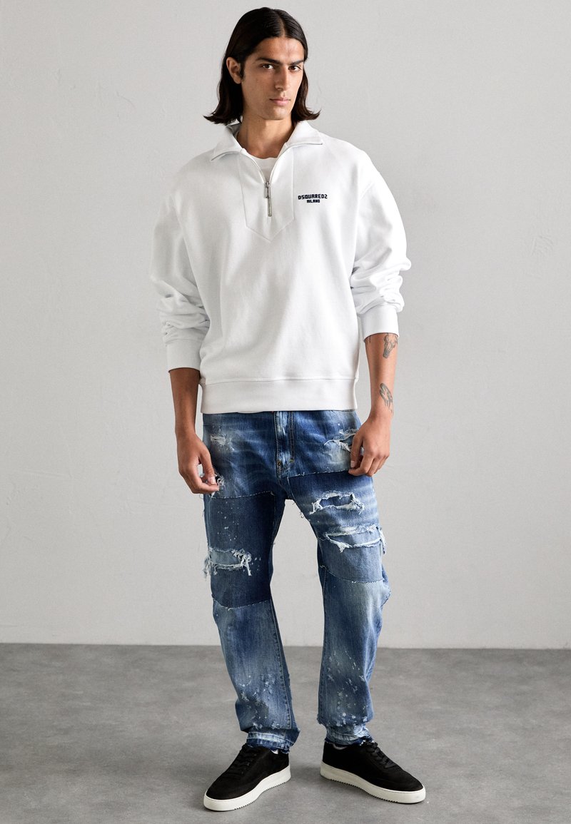 Dsquared2 JUST RIGHT FIT ZIPPED - Sweatshirt - white/dark navy 