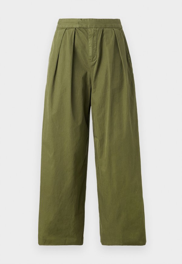WIDE LEG  - Trousers - dark olive3