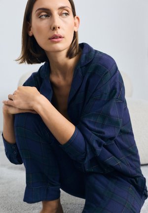 Hunkemöller JACKET CHECK - Nachtwäsche Shirt - naval academy