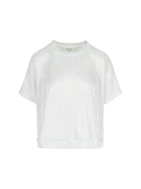 METALLIC RIBBED T-SHIRT - T-shirt basic - silver