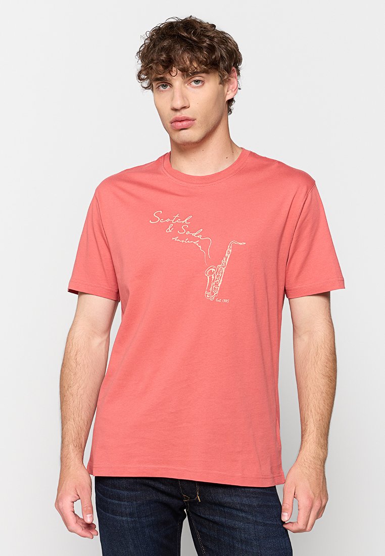 Scotch & Soda T-shirt print koraalrood
