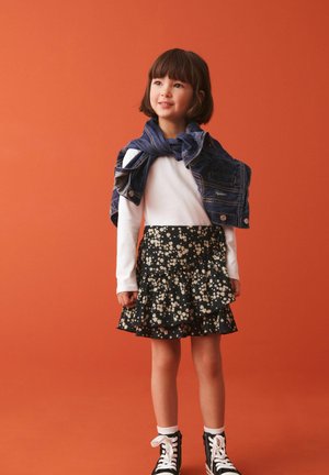 FLORAL DITSY - REGULAR FIT - Mini sijonas - black