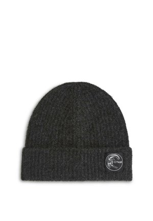 Cappello di lana grigio scuro con risvolto e una piccola toppa nera con il logo del marchio O'Neill sul lato.