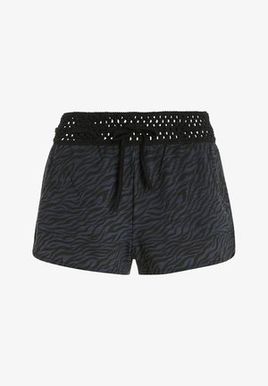 Zebra-print shorts in zwart en donkerblauw met een gehaakte tailleband en verstelbaar koord. Zachte stof met een relaxed fit.