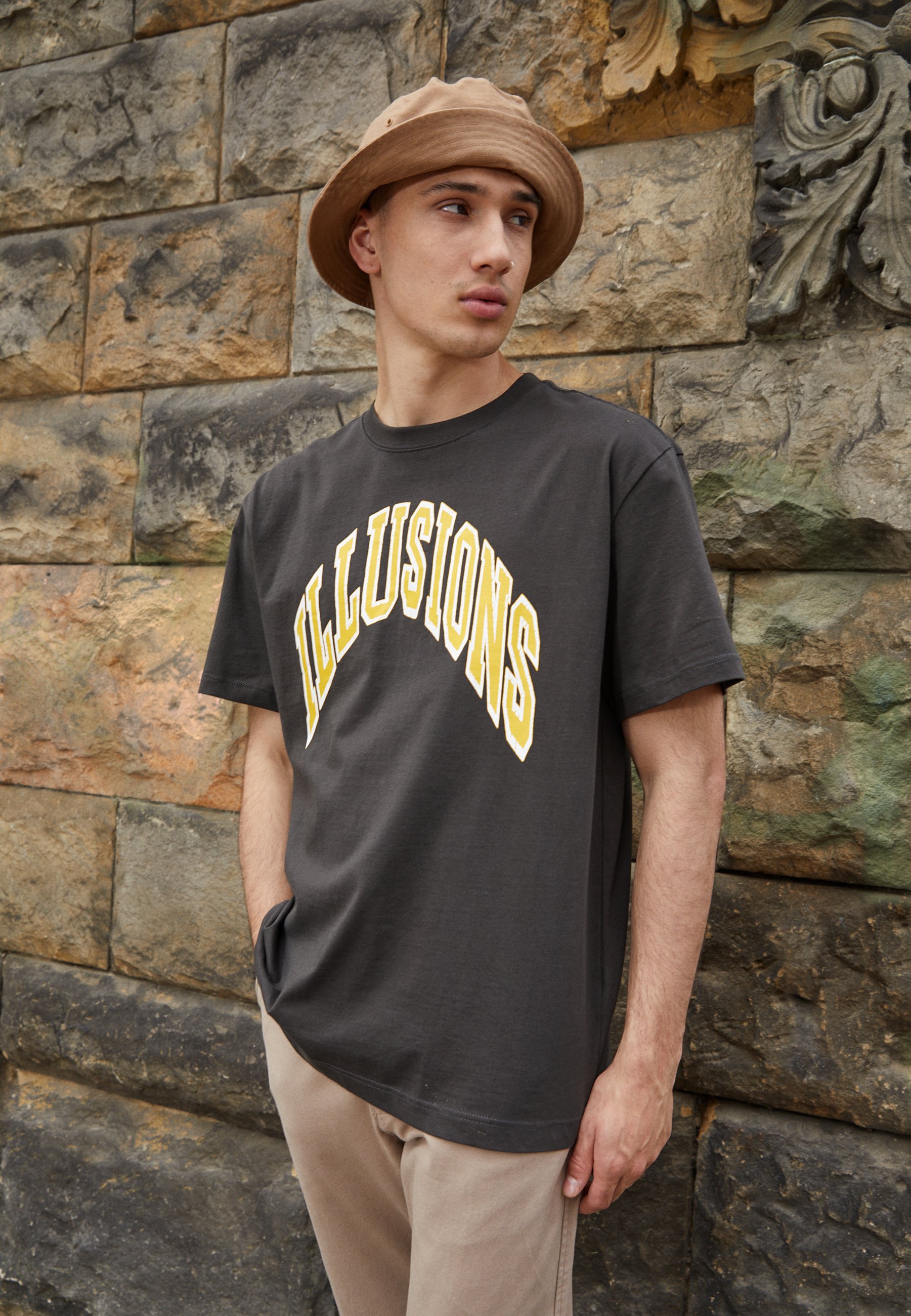 black and brown graphic tee