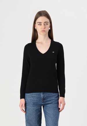 EXTRAFINE V NECK - Neule - black