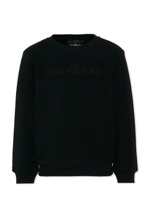 Czarna bluza z okrągłym dekoltem, długimi rękawami oraz subtelnym, wytłoczonym logo "John Richmond" na piersi.
