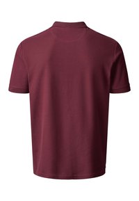 Polo manches courtes rouge foncé uni vu de dos avec un col côtelé et des détails de couture simples.