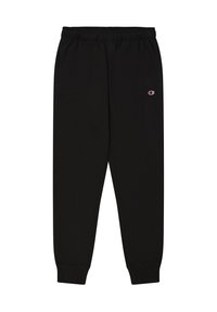 Sorte joggingbukser lavet af blød stof med elastisk talje og manchetter ved anklerne. Har et lille logo på venstre lår.
