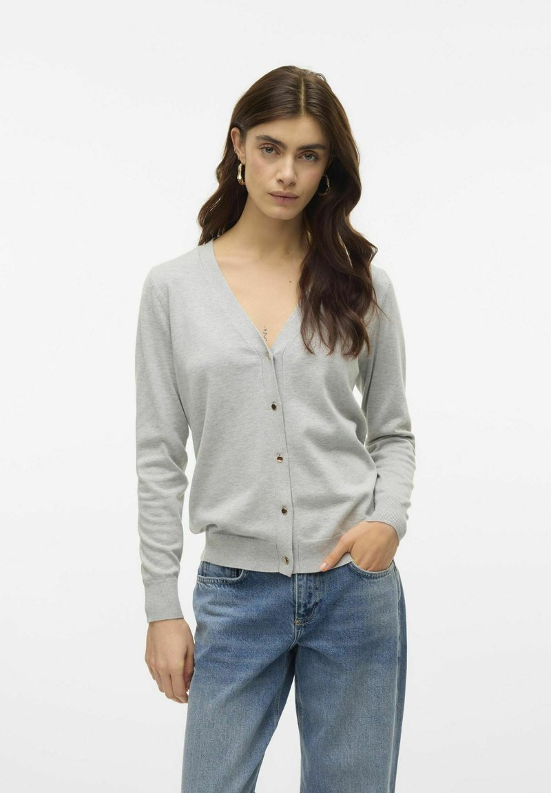 Vero Moda VMSILJE V-NECK NOOS - Vesta na kopčanje - light grey melange