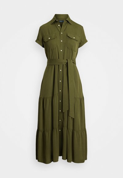 Polo Ralph Lauren BELTED TIERED SHIRTDESS - Košilové šaty - expedition olive
