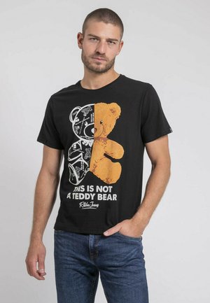 COL ROND - T-shirt imprimé - noir