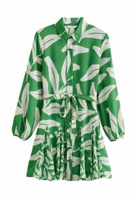 Next Tričkové šaty - khaki green and white leaf print