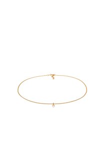 Guldbelagt choker-halskæde med en fin kæde og en enkelt perlevedhæng. Glat tekstur, letvægtsdesign, justerbar lås for perfekt pasform.