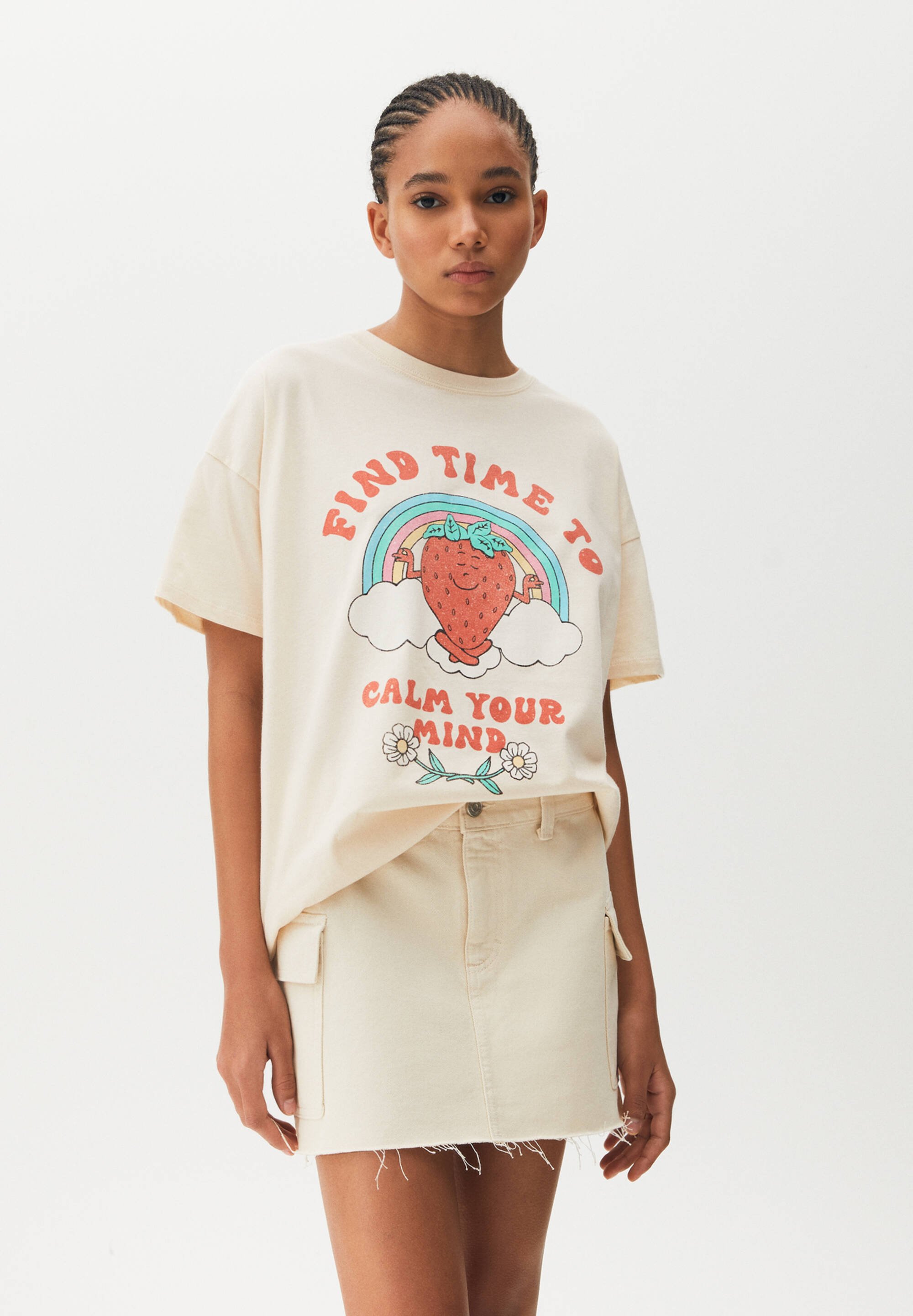 PULL\u0026BEAR STRAWBERRY GRAPHIC - T-shirt 