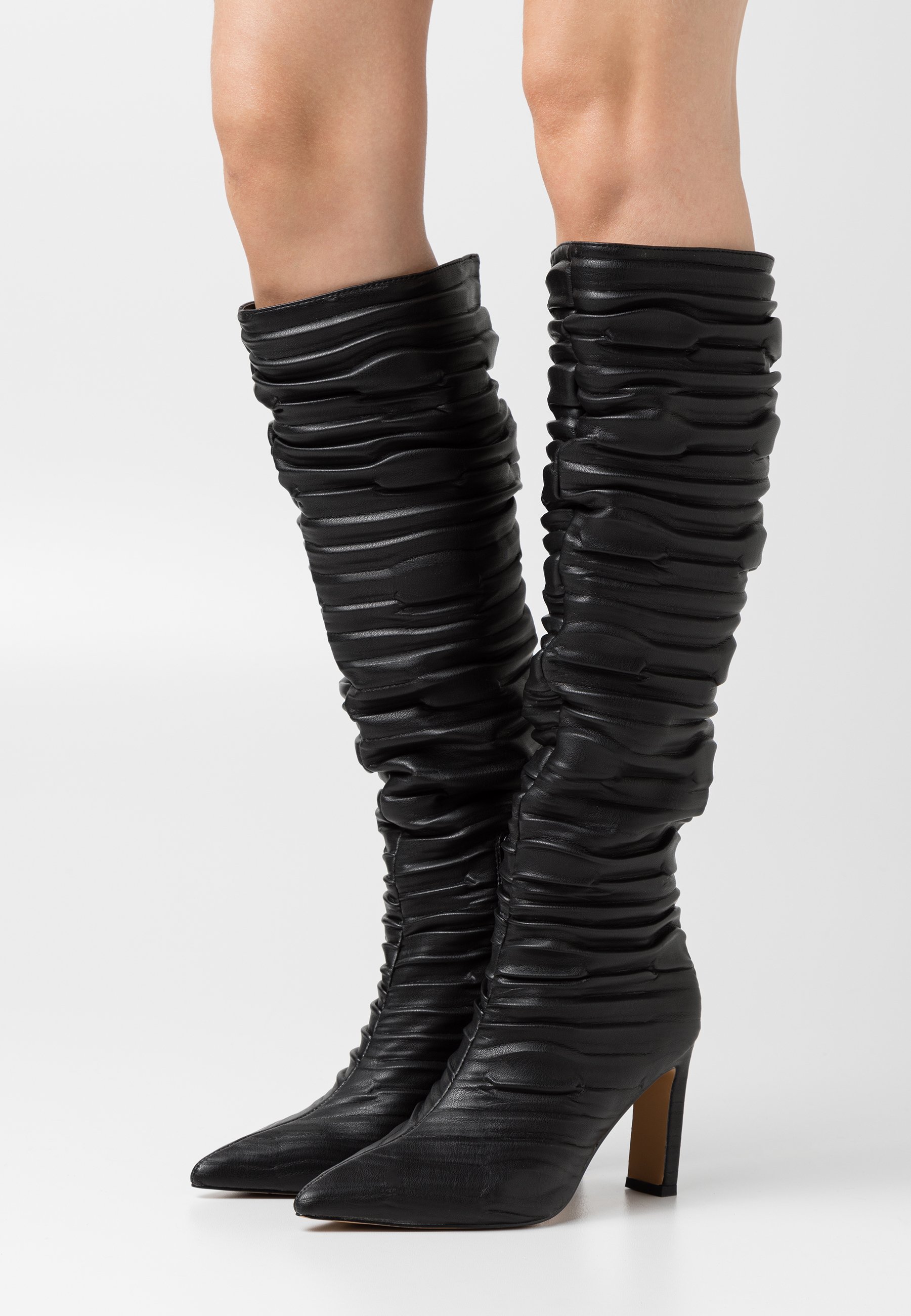 NA KD SLOUCHY STRUCTURED SHAFT BOOTS Saappaat black NA KD SLOUCHY STRUCTURED SHAFT BOOTS Saappaat black