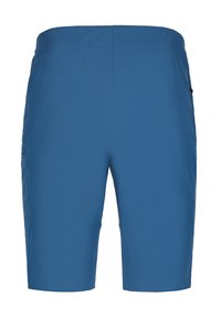 Pantalones cortos ligeros de color azul con una textura suave, que cuentan con una cinturilla plana y bolsillos laterales. Sin logotipos ni patrones visibles.