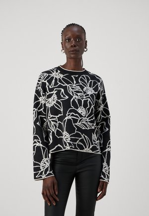 Vero Moda Tall VMNEW FLORA O NECK LOOSE  - Pullover - black/birch