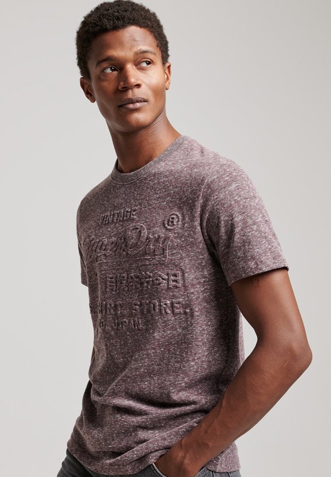Superdry VINTAGE LOGO EMBOSSED Basic Tshirt nathan brown snowy