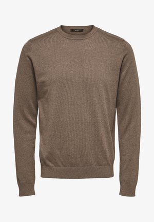 Selected, SLHBERG CREW NECK - Jersey de punto - teak/melange