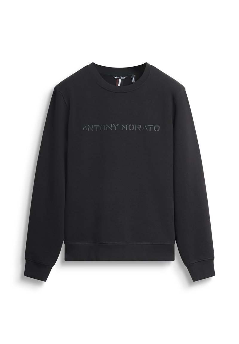Felpa nera realizzata in tessuto misto cotone, con scollatura a girocollo e logo "ANTONY MORATO" impresso sul davanti. Design a taglio dritto.