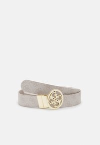 Cintura Reversibile Guess Noelle - Grigia Con Logo E Nera, Fibbia Metallo, Larghezza 3 Cm, Taglie M/L