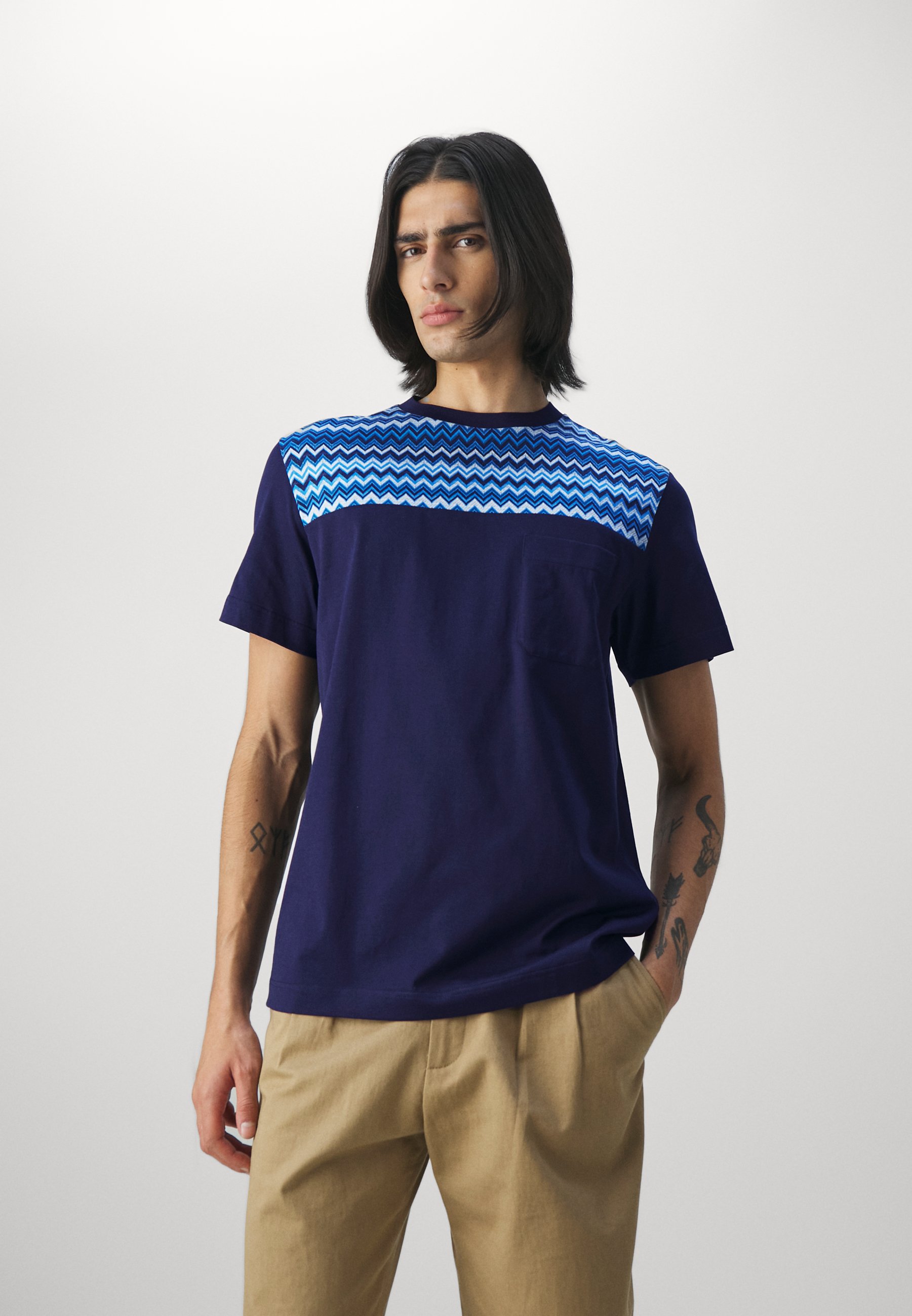 Missoni SHORT SLEEVE - Print T-shirt - navy/blue/dark blue
