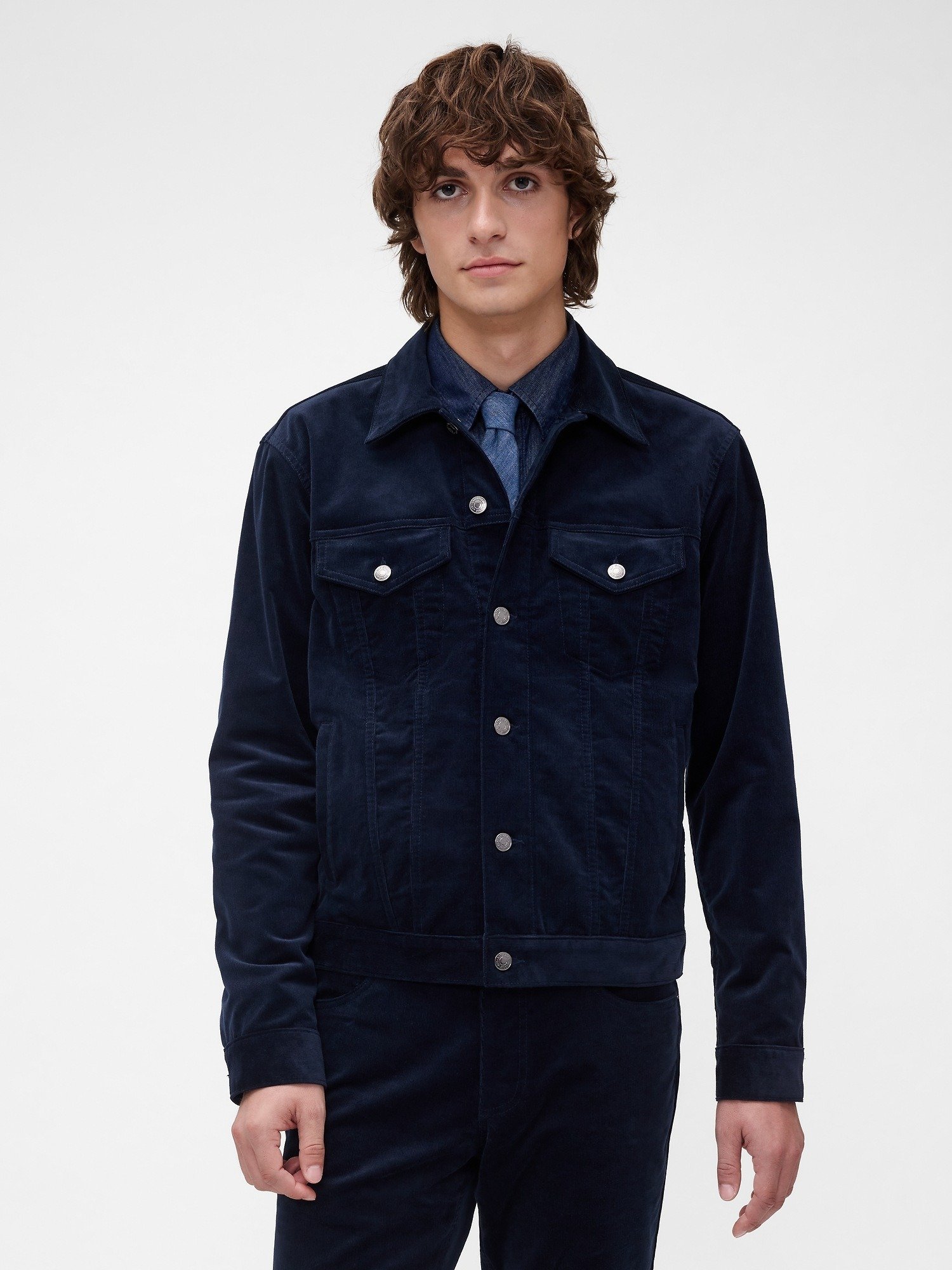 GAP GAPSTUDIO ICON CORDUROY JACKET - Denim jacket - new navy/black 