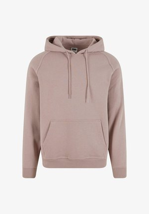 Roza bombažna kapuca z sprednjim žepom, nastavljivimi vrvicami na kapuci, rebrastimi manšetami in robom. Ima raglan rokave.