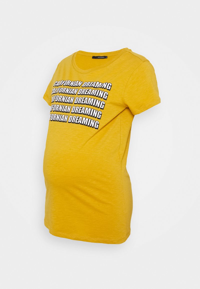 Supermom T-shirt print geel