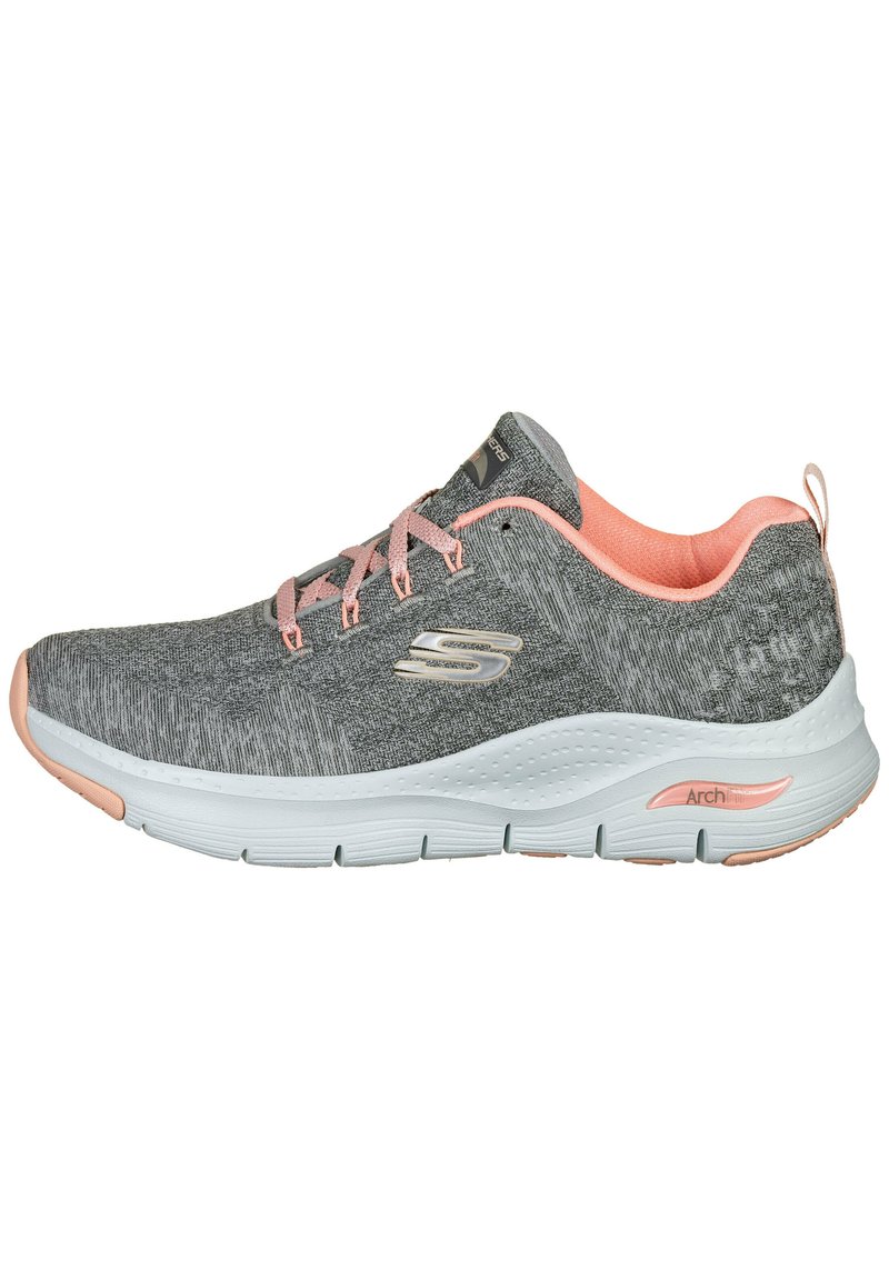 Skechers Sport ARCH FIT COMFY WAVE  - Stringate sportive - gray knit / pink trim