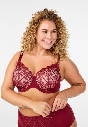 BESTICKTER UND VORGEFORMTEN KÖRBCHEN - Podprsenka bez kostíc - cabernet