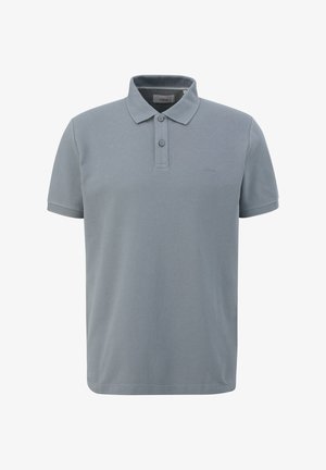 Heledhall hall polo särk, lühikesed varrukad, kolme nööbiga fias, tekstuuriga kangas, õrn bränding rinnal, sirge hem.