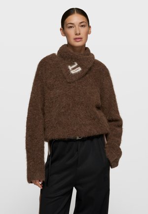 HAIRY PLEATS - Strickpullover - dark truffle