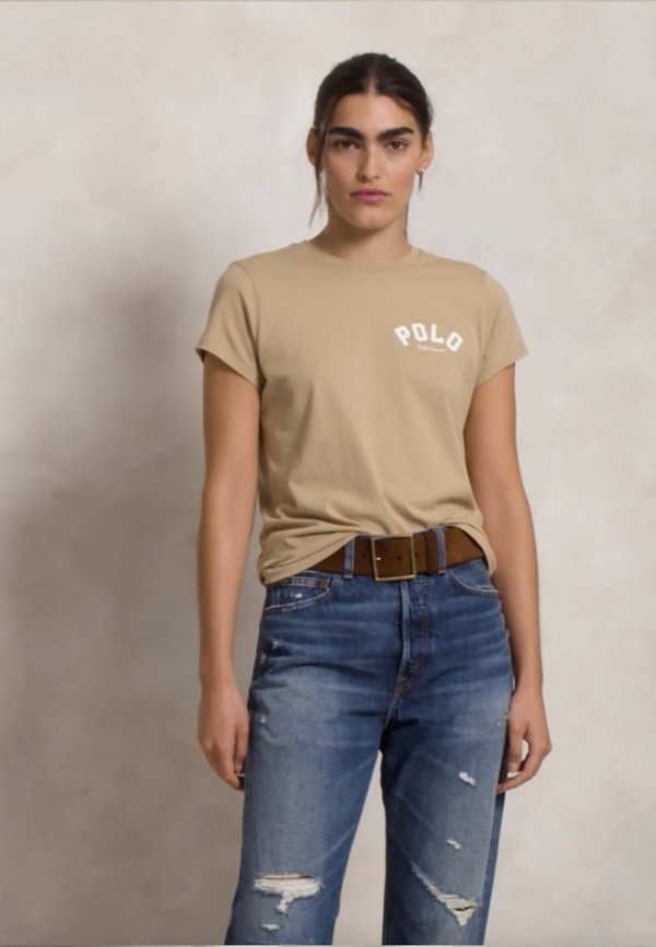 LOGO COTTON JERSEY CREWNECK TEE - Print T-shirt - vintage khaki2