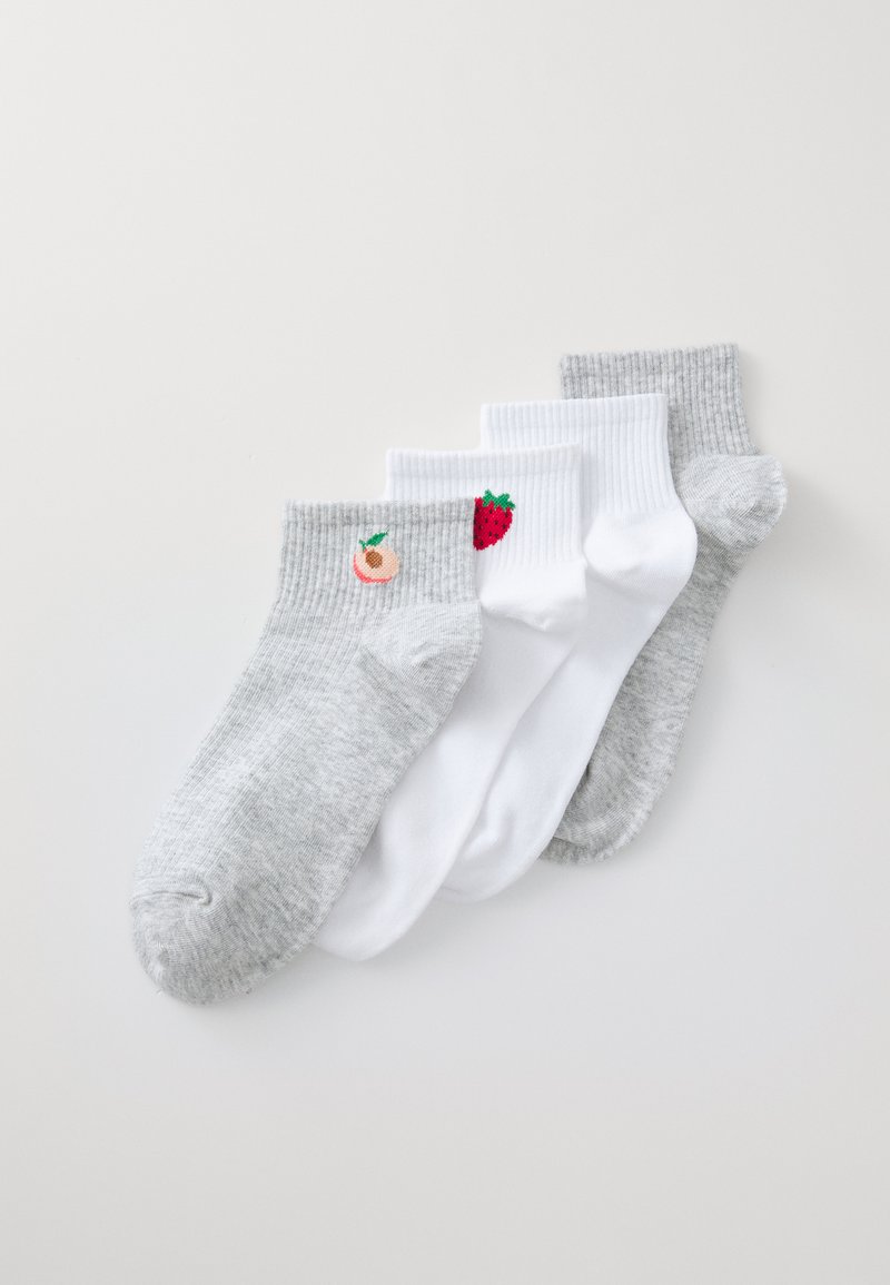 Lindex - HIGH ANKLE PLACED FRUIT 4 PACK - Socks - light grey melange, Enlarge